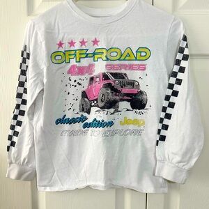 Girl’s Jeep Long Sleeve Tee White and Pink